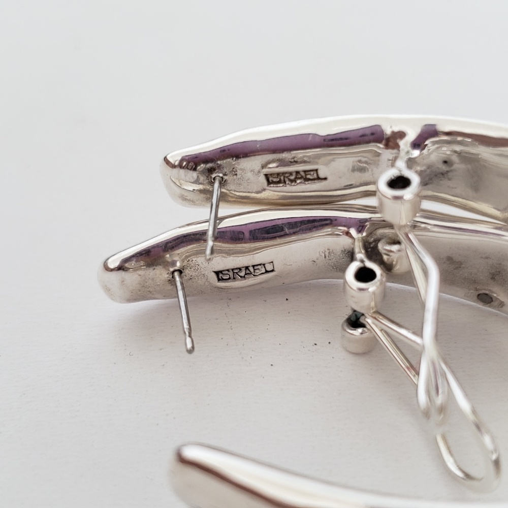 E&L Israel Sterling Silver Electroform Drop Earrings - Picture 6 of 8